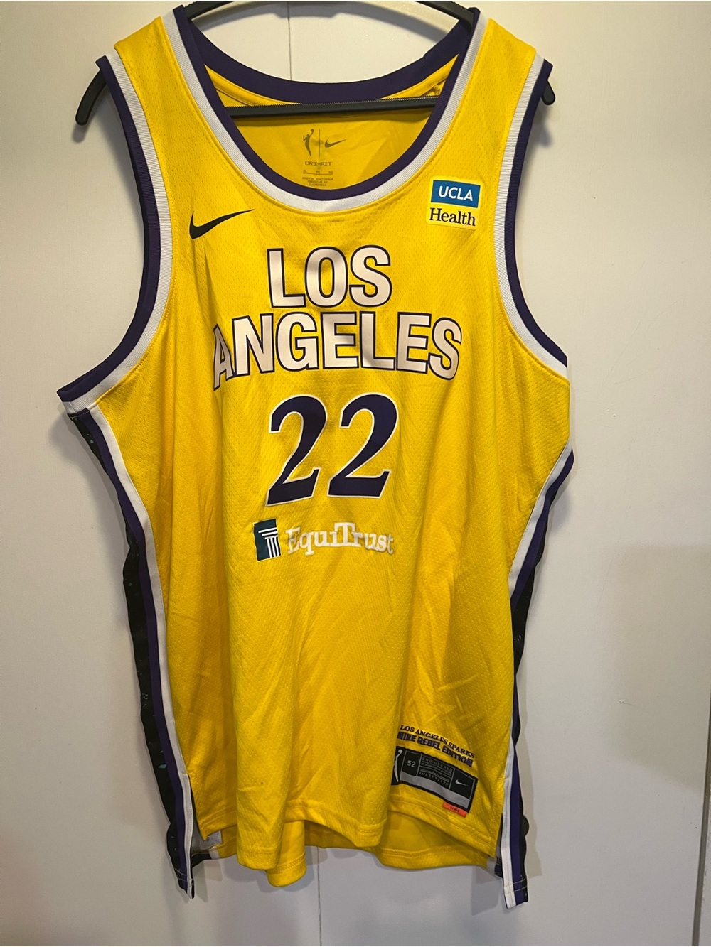 Nike Yellow and Purple Basketball Jersey with White Trim